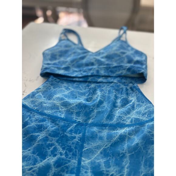 CARBON38 Blue Marble Activewear Set | Sports Bra + High Waist Leggings | XS - Picture 5 of 12